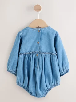 Rompertjes En Tuinbroeken|Babypakjes En Babypyjama's*Next Denimblauw - Babyrompers met bloemenprint Set 2 -delig met maillot (0mnd -3jr)