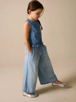 Overhemden En Blouses*Next Denimblauw - Denim Bow Sleeveless Waistcoat (3-16yrs)
