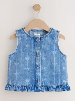Overhemden En Blouses*Next Denimblauw - Denim Bow Sleeveless Waistcoat (3-16yrs)