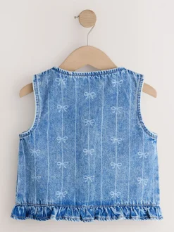 Overhemden En Blouses*Next Denimblauw - Denim Bow Sleeveless Waistcoat (3-16yrs)