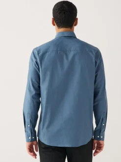 Formele Overhemden|Shirts*Next Denimblauw - Normale Pasvorm - Gemakkelijk te strijken Oxford overhemd met doorlopende knopen