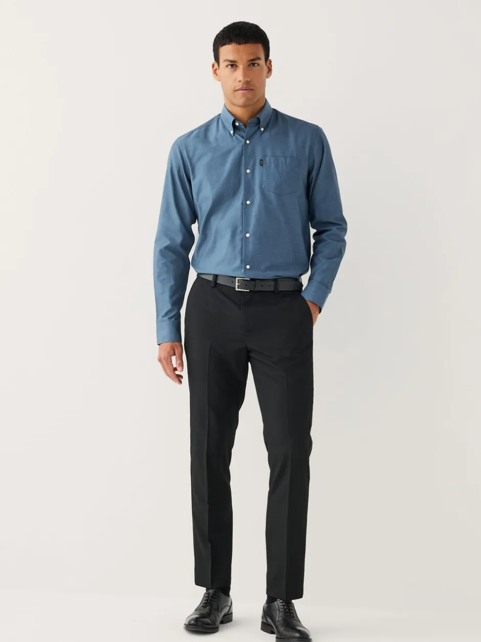 Formele Overhemden|Shirts*Next Denimblauw - Normale Pasvorm - Gemakkelijk te strijken Oxford overhemd met doorlopende knopen