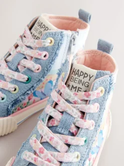 Sneakers|Next Denimblauw met regenboog - Hoge sneakers