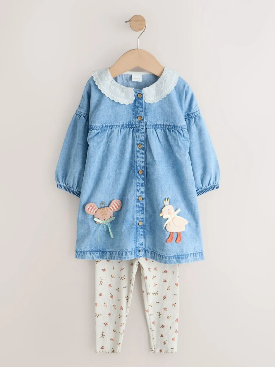 Jurken|Jurken|Next Denimkarakter - Set van overhemdjurk en legging (3mnd-8jr)