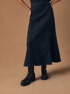 Rokken|Next Denim-wassing - Full Seamed Midi Skirt