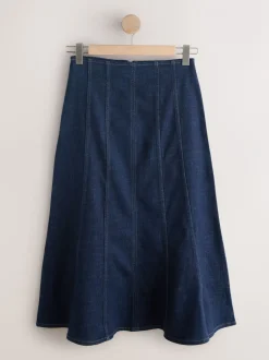 Rokken|Next Denim-wassing - Full Seamed Midi Skirt