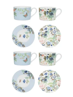 Mokken En Koppen*Designer's Guild Designers Guild - Porcelaine De Chine - 4 theekopjes en -schotels