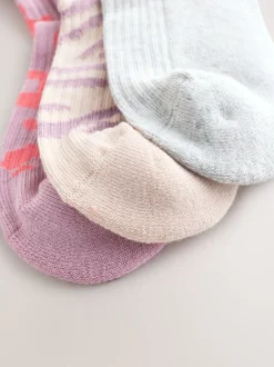 Sokken En Panty's|Sokken En Panty's|Next Dierenprint - Cotton Rich Cushioned Sole Ribbed Ankle Socks 3 Pack