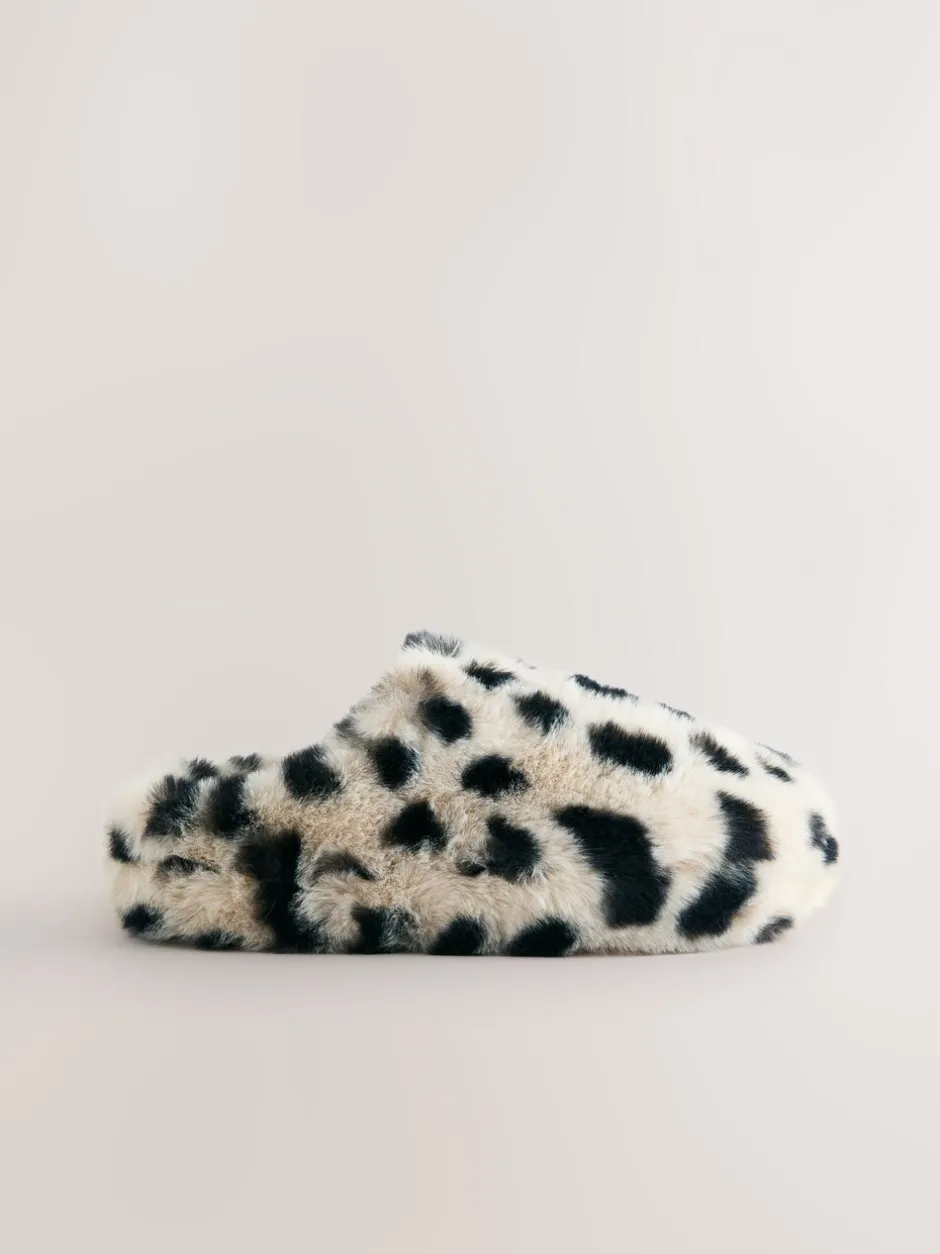 Pantoffels|Next - Pantoffels met imitatiebont Dierenprint