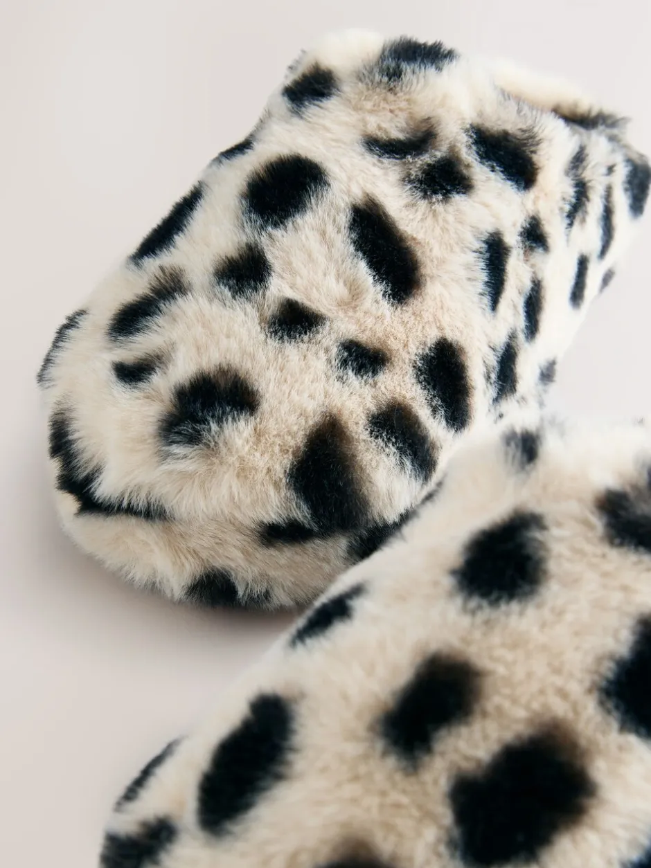 Pantoffels|Next - Pantoffels met imitatiebont Dierenprint