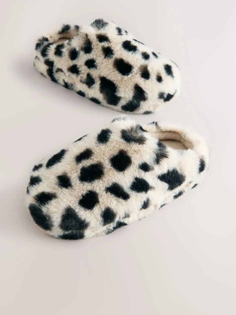 Pantoffels|Next - Pantoffels met imitatiebont Dierenprint