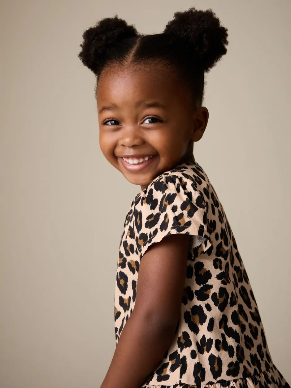 Jurken|Jurken|Next - Short Sleeve Cotton Dress (3mths-8yrs) Dierenprint