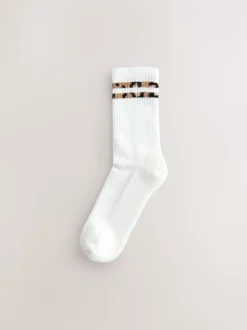 Sokken En Panty's|Next Dierenprintstreep - 3 Paar geribbelde enkelsokken met verzachte onderkant en voetholteondersteuning