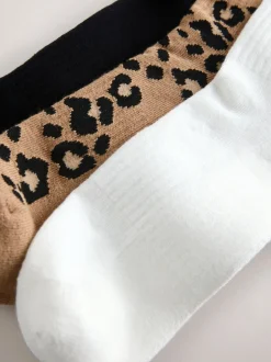 Sokken En Panty's|Next Dierenprintstreep - 3 Paar geribbelde enkelsokken met verzachte onderkant en voetholteondersteuning