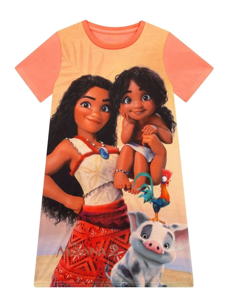 Nachtponnen*Character Disney Moana en Simea nachtjapon met personage print 2