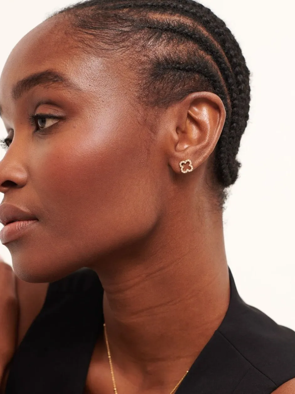 Sieraden*D.Louise Waterproof Pave Clover Studs Earrings