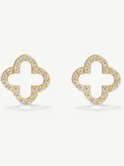 Sieraden*D.Louise Waterproof Pave Clover Studs Earrings