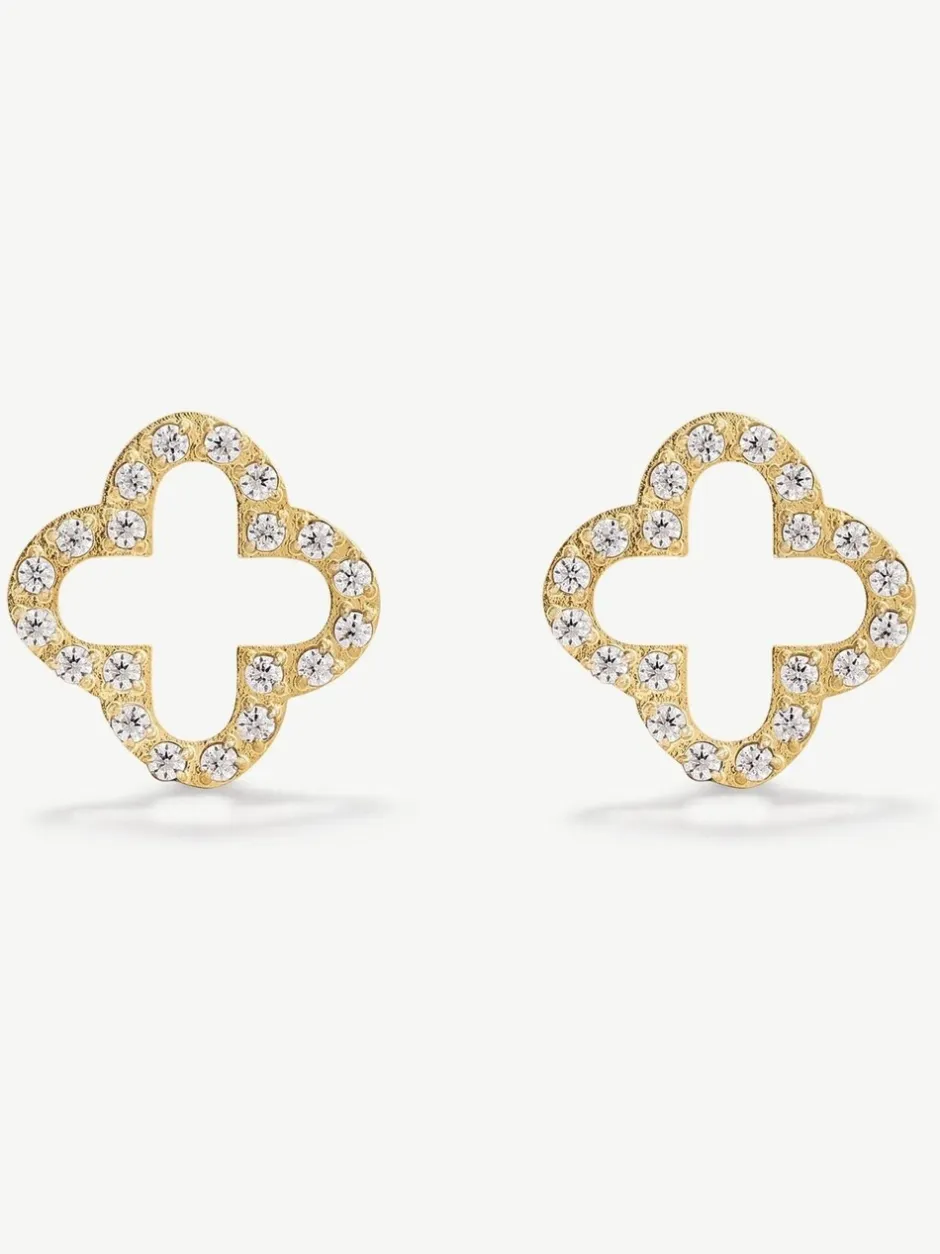 Sieraden*D.Louise Waterproof Pave Clover Studs Earrings