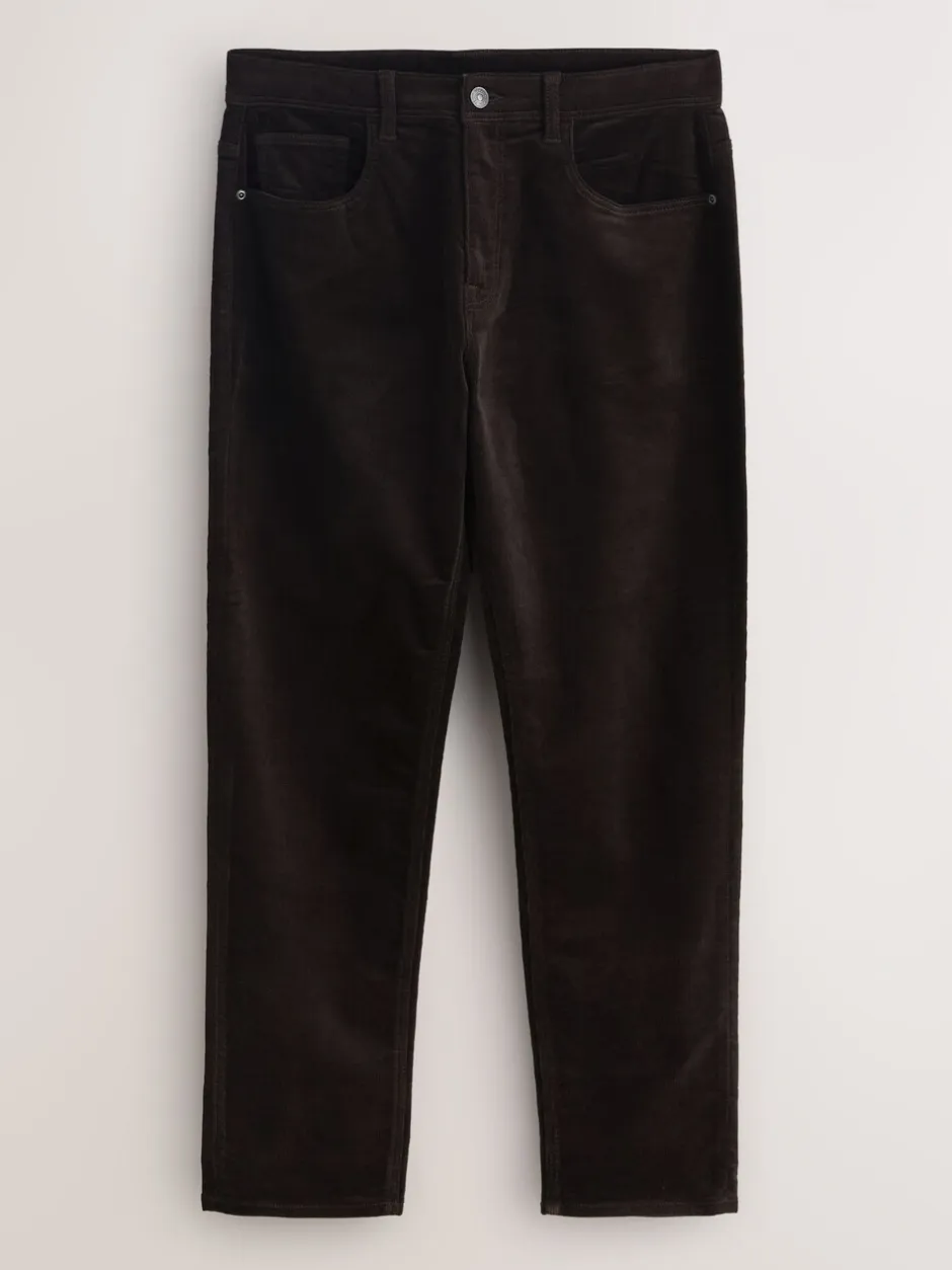 Broeken En Chino's|Next - Motionflex Corduroy Stretch Trousers Donker bordeauxrood