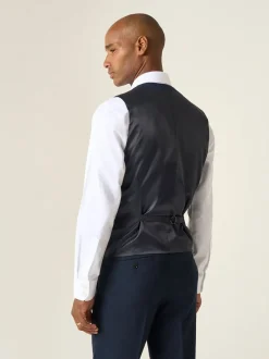 Vesten*Skopes Donker marineblauw - Enkele knoop - Harcourt gilet maatpak met enkel rij knopen