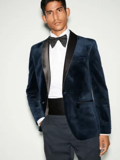 Smokings En Feestkleding|Pakken|Next - Normale Pasvorm - Fluwelen blazer Donker marineblauw