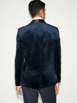 Smokings En Feestkleding|Pakken|Next - Normale Pasvorm - Fluwelen blazer Donker marineblauw