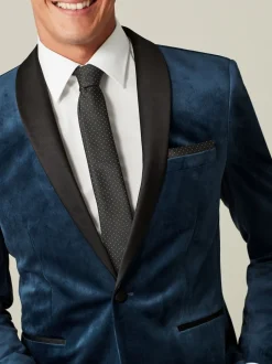 Smokings En Feestkleding|Blazers En Business-Jasjes*Next - Slim Fit - Fluwelen blazer Donker marineblauw