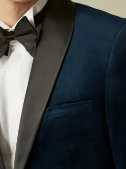 Smokings En Feestkleding|Blazers En Business-Jasjes*Next - Slim Fit - Fluwelen blazer Donker marineblauw