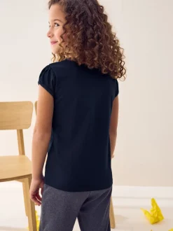 Schoolkleding|T-Shirts|Next Donkerblauw - 2 -pack T-shirts met pofmouwen (3-16jaar)