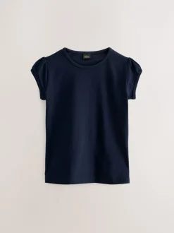 Schoolkleding|T-Shirts|Next Donkerblauw - 2 -pack T-shirts met pofmouwen (3-16jaar)
