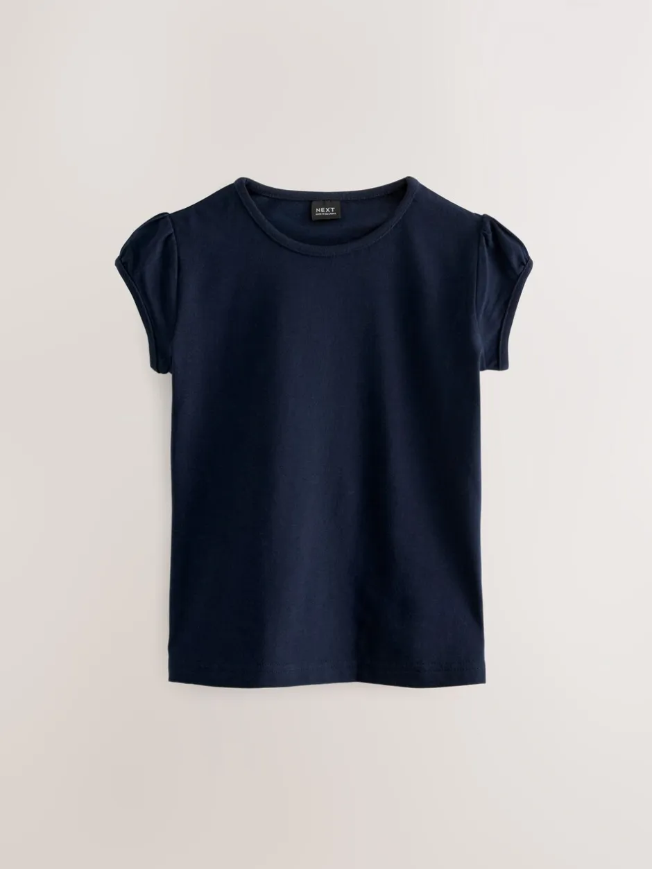 Schoolkleding|T-Shirts|Next Donkerblauw - 2 -pack T-shirts met pofmouwen (3-16jaar)