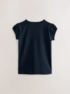 Schoolkleding|T-Shirts|Next Donkerblauw - 2 -pack T-shirts met pofmouwen (3-16jaar)