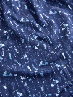 Poloshirts|Next - Active Geometric Print Golf Polo Shirt Donkerblauw
