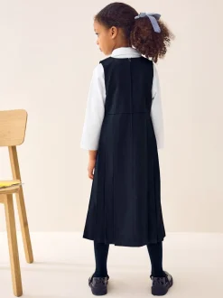 Schoolkleding*Next Donkerblauw - Asymmetrische lange schoolovergooier met knoopsluiting aan de voorkant (3-14jr)