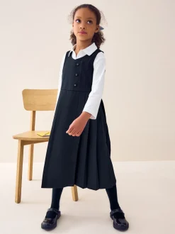 Schoolkleding*Next Donkerblauw - Asymmetrische lange schoolovergooier met knoopsluiting aan de voorkant (3-14jr)