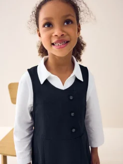 Schoolkleding*Next Donkerblauw - Asymmetrische lange schoolovergooier met knoopsluiting aan de voorkant (3-14jr)