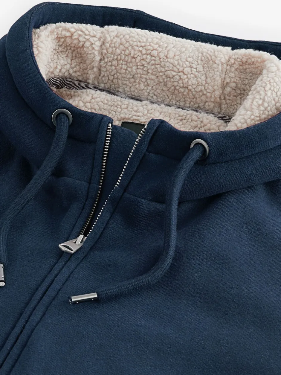 Jassen En Jacks|Sweaters En Hoody´S|Next - Borg hoodie met fleecevoering en volledige ritssluiting Donkerblauw