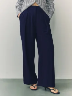 Broeken*Next - Broek met wijde pijpen en elastiek in de achterkant Donkerblauw