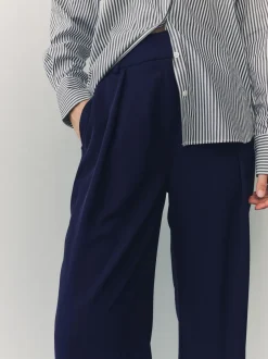 Broeken*Next - Broek met wijde pijpen en elastiek in de achterkant Donkerblauw