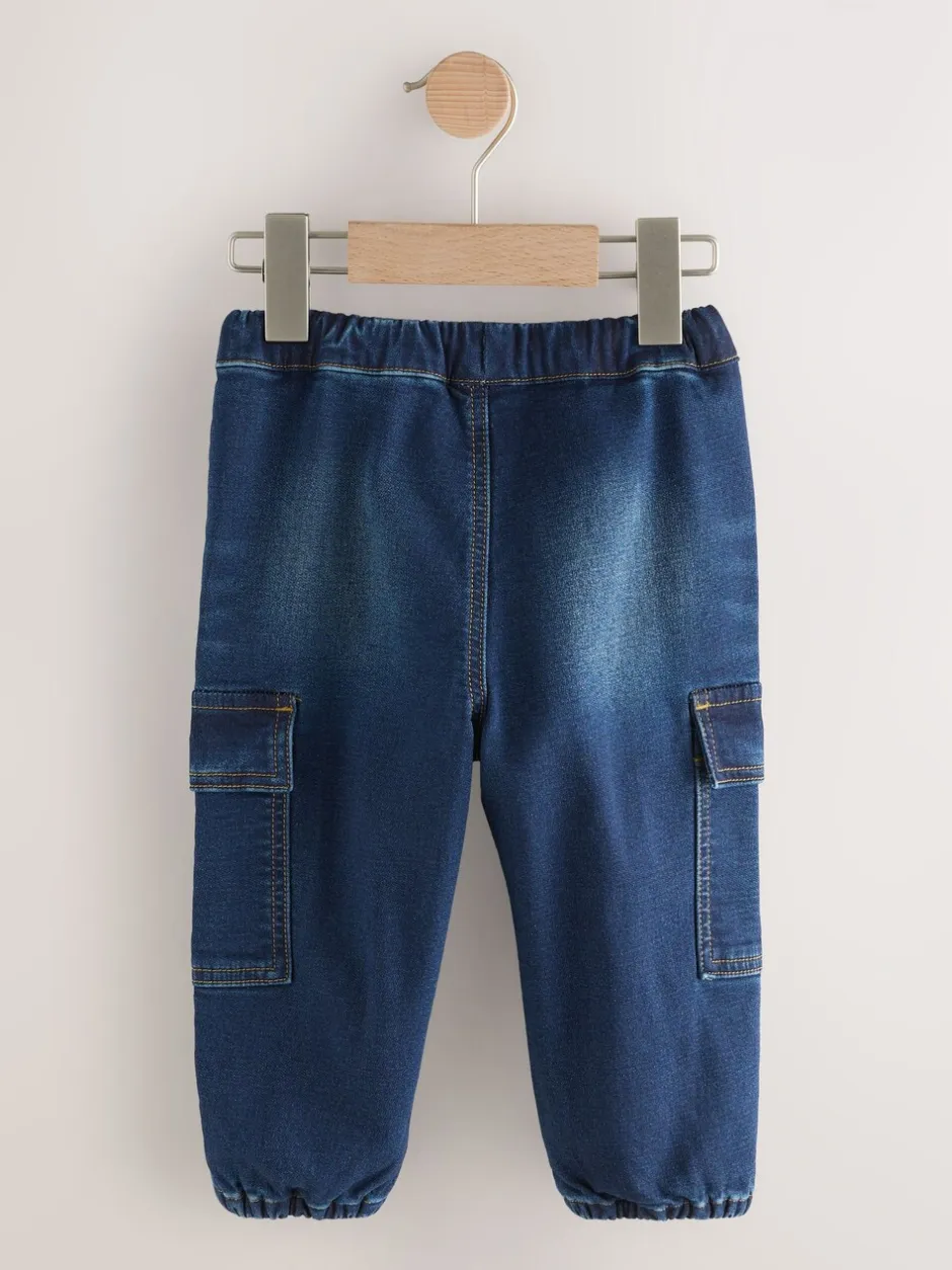 Jeans En Joggingbroeken|Jeans*Next - Comfortabele wijde cargojeans met stretch (3mnd-7jr) Donkerblauw