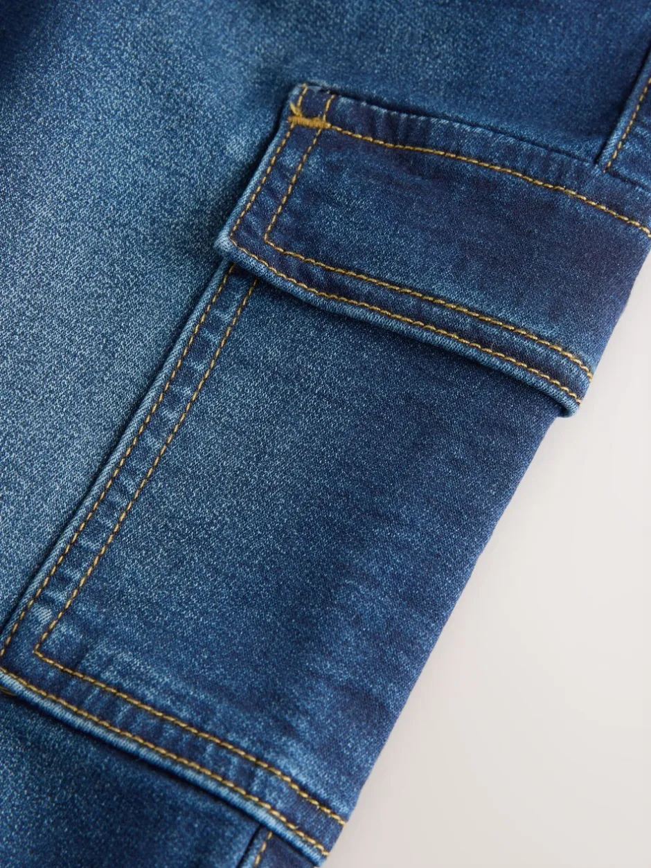 Jeans En Joggingbroeken|Jeans*Next - Comfortabele wijde cargojeans met stretch (3mnd-7jr) Donkerblauw