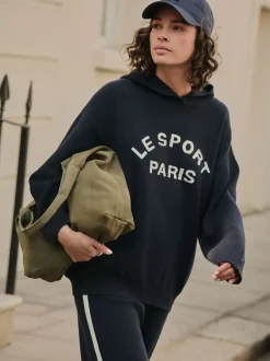 Hoody's En Sweatshirts|Next - Compact Cosy Graphic Long Sleeve Hoodie Donkerblauw