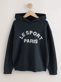 Hoody's En Sweatshirts|Next - Compact Cosy Graphic Long Sleeve Hoodie Donkerblauw