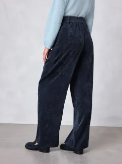 Broeken|Next - Corduroy broek met wijde pijpen Donkerblauw