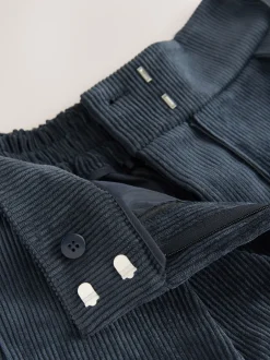 Broeken|Next - Corduroy broek met wijde pijpen Donkerblauw
