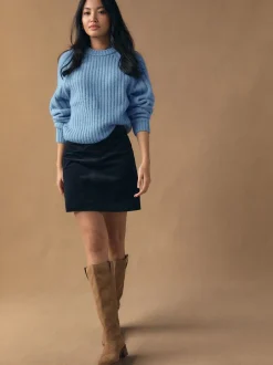 Rokken*Next Donkerblauw - Corduroy minirok