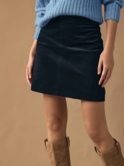 Rokken*Next Donkerblauw - Corduroy minirok