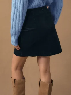 Rokken*Next Donkerblauw - Corduroy minirok