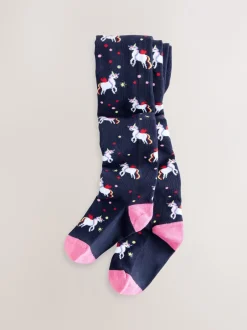 Sokken En Panty's*Next Donkerblauw - Cotton Rich Unicorn Tights
