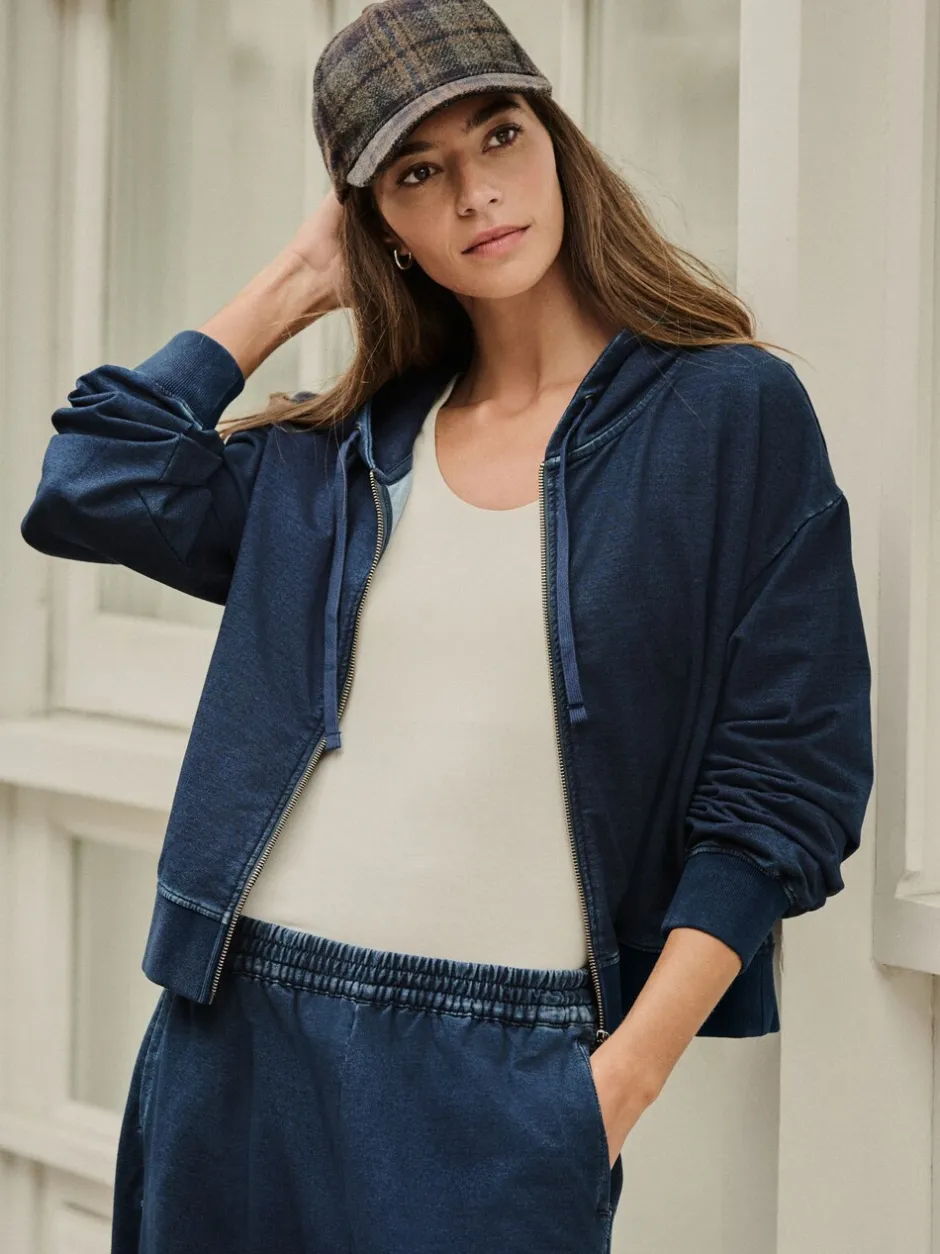 Hoody's En Sweatshirts*Next Donkerblauw - Denim Jersey Zip Through Hoodie